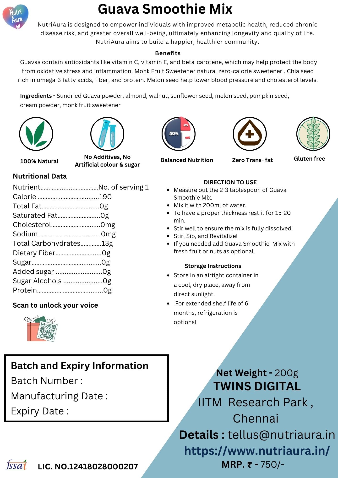 Guava Smoothie Mix - NutriAura