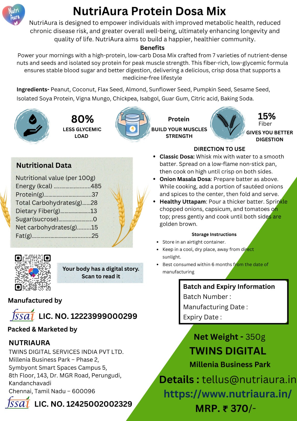 NutriAura Protein Dosa Mix