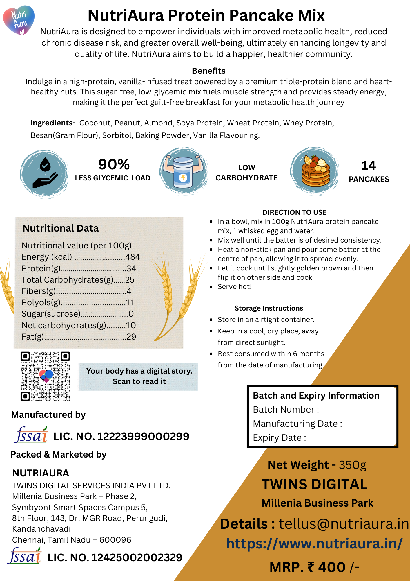 NutriAura Protein Pancake Mix