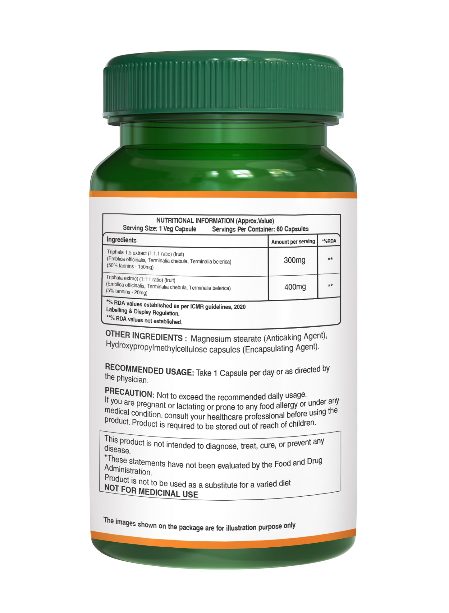 Pure Nutrition Organic Triphala Tablet - 1200mg | 120 Count