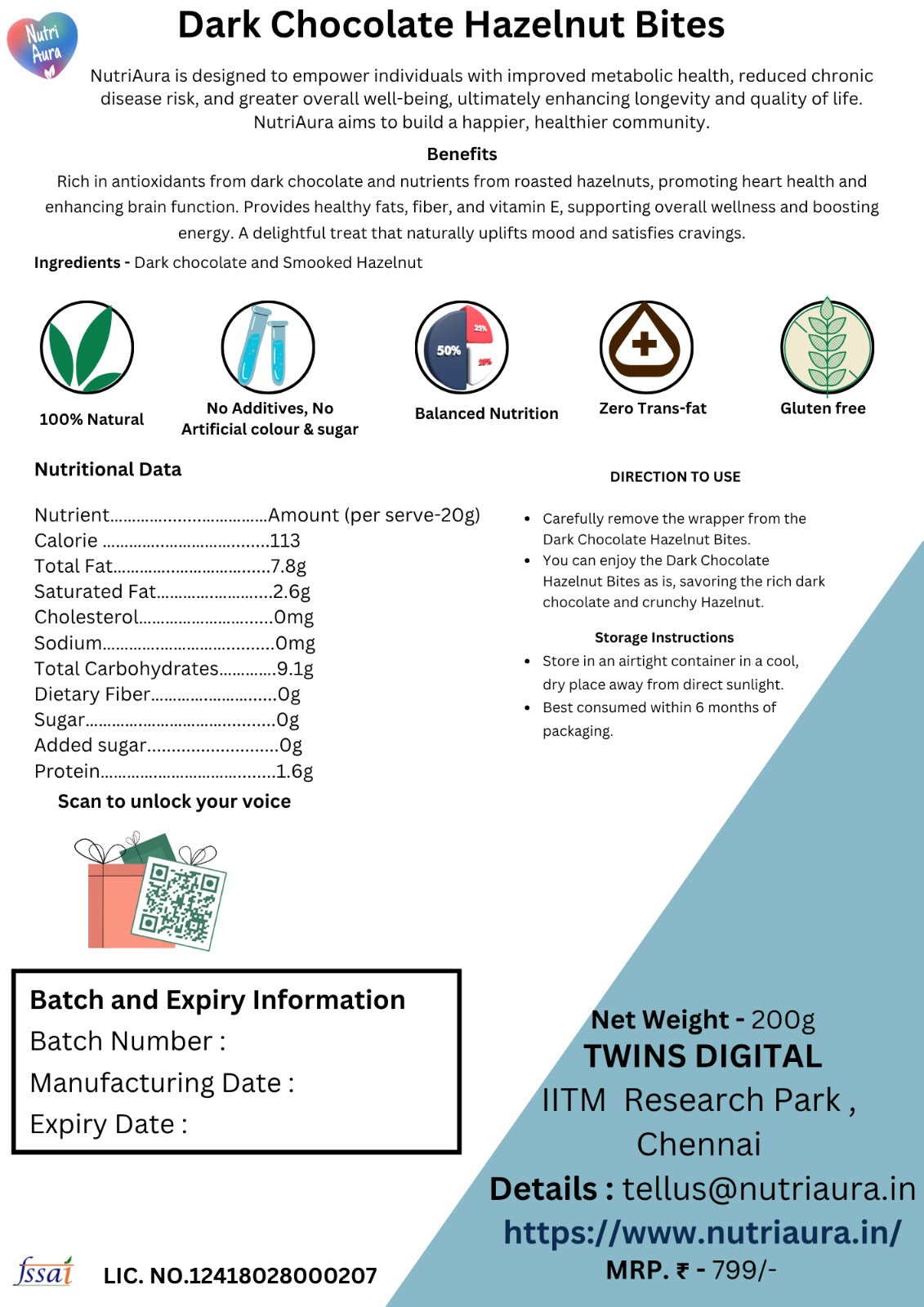 Dark Chocolate Hazelnut Bites - NutriAura