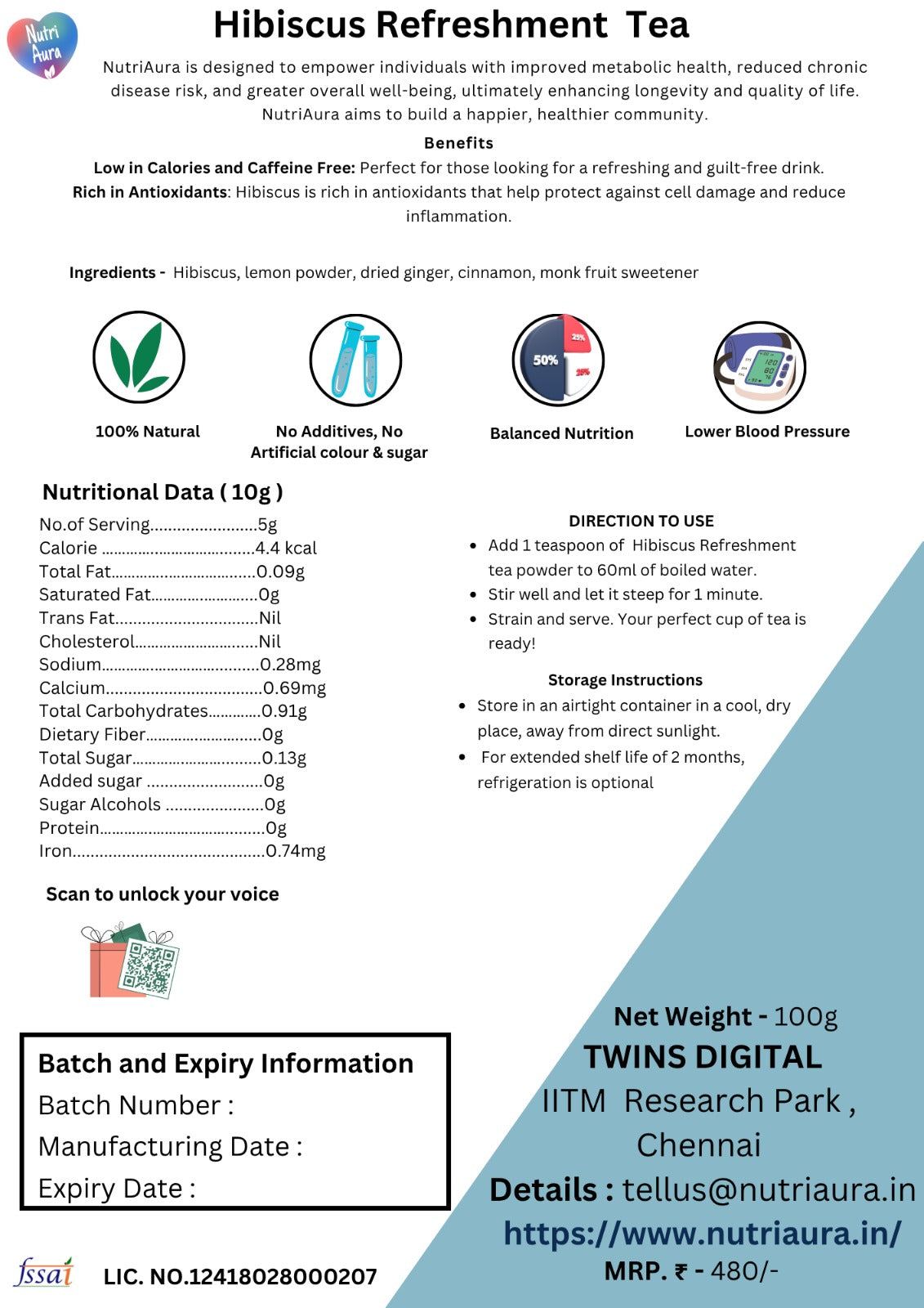 Hibiscus Refreshment Tea - NutriAura