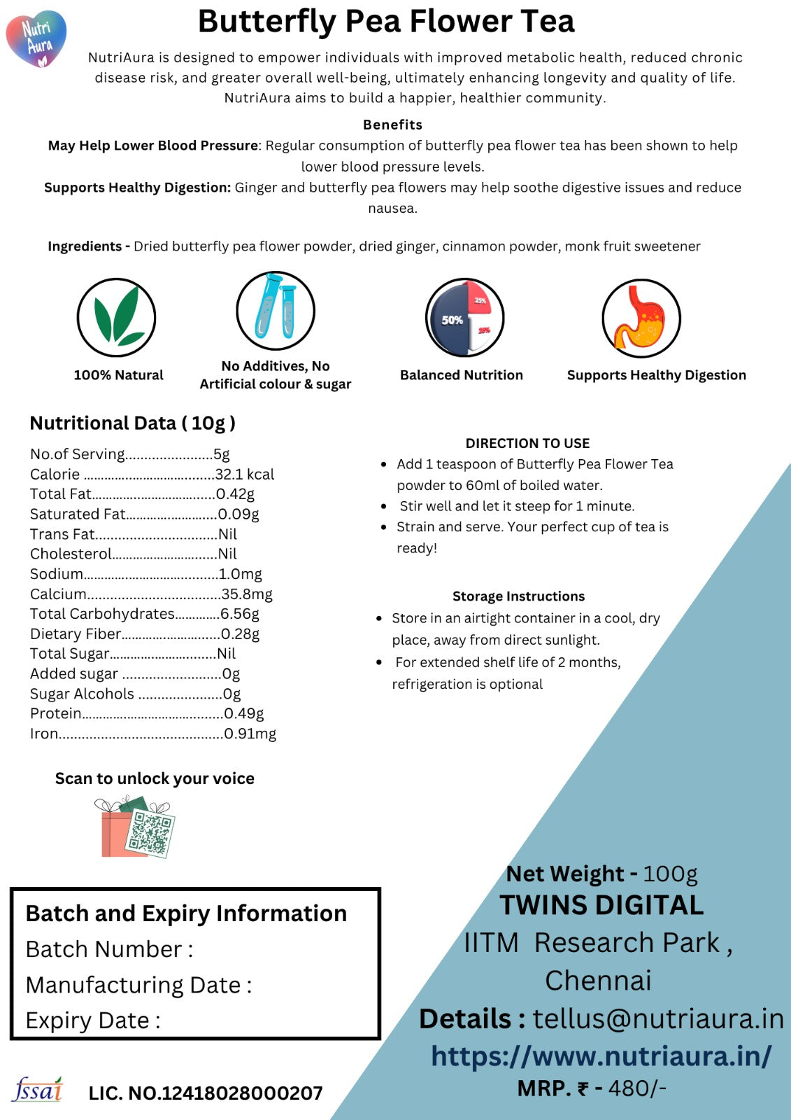 Butterfly pea flower tea - NutriAura