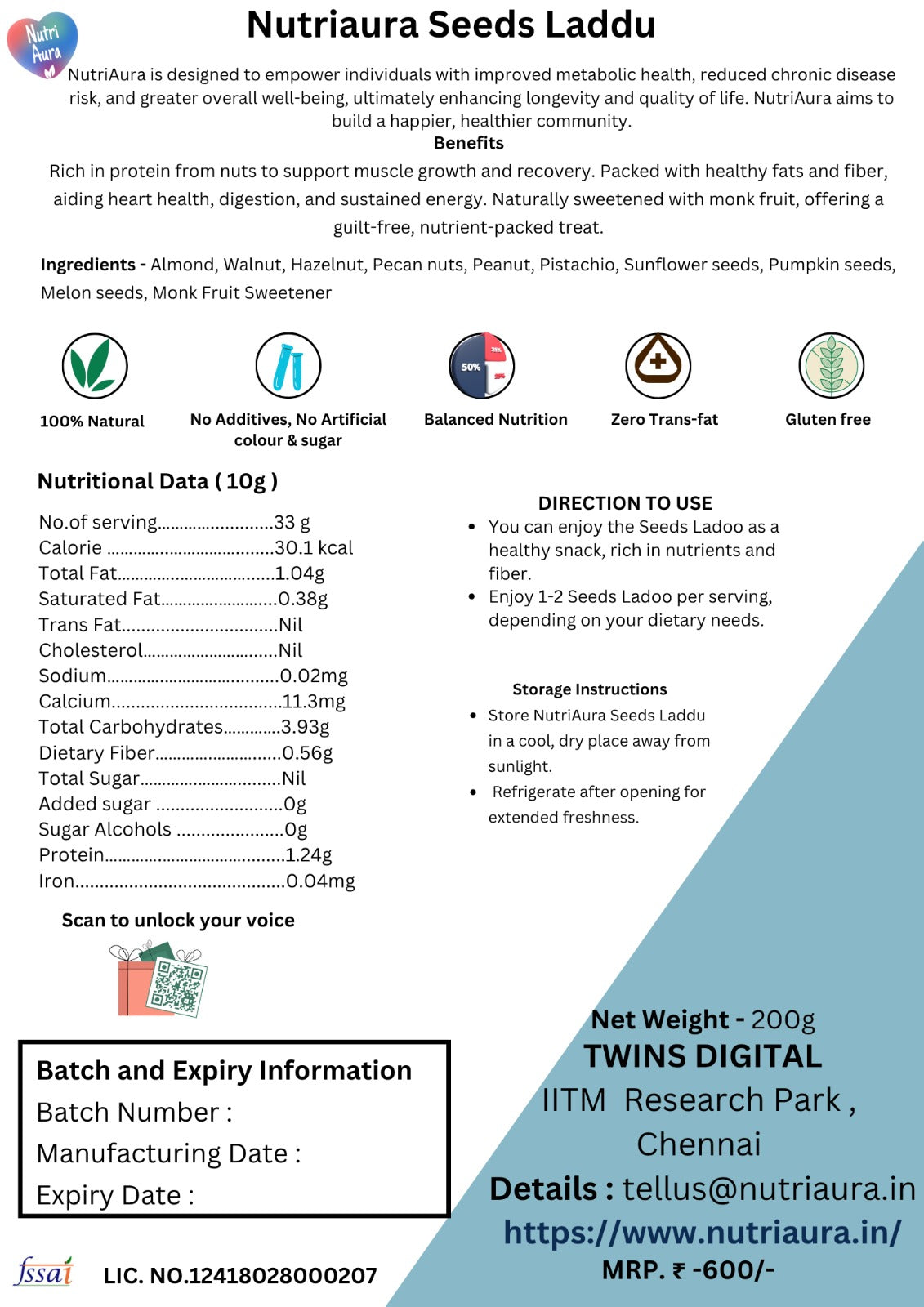 NutriAura seeds Laddu - NutriAura