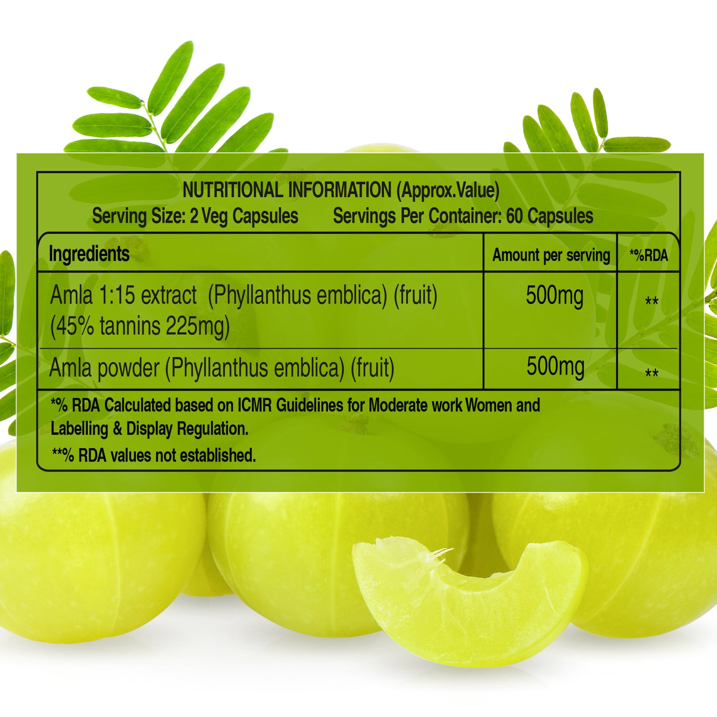 Pure Nutrition Amla Extract 1000mg | 60 Veg Caps