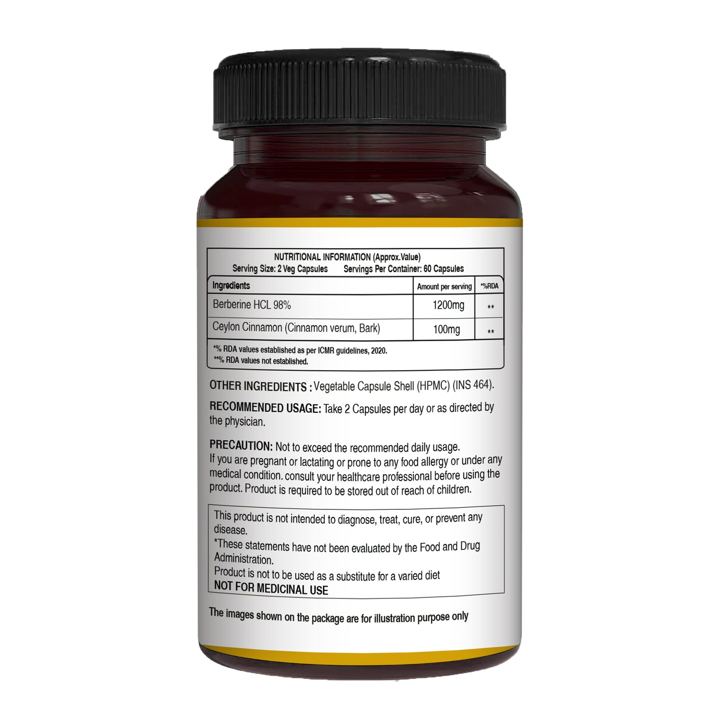 Pure Nutrition Berberine & Ceylon Cinnamon | 120 Veg Capsules
