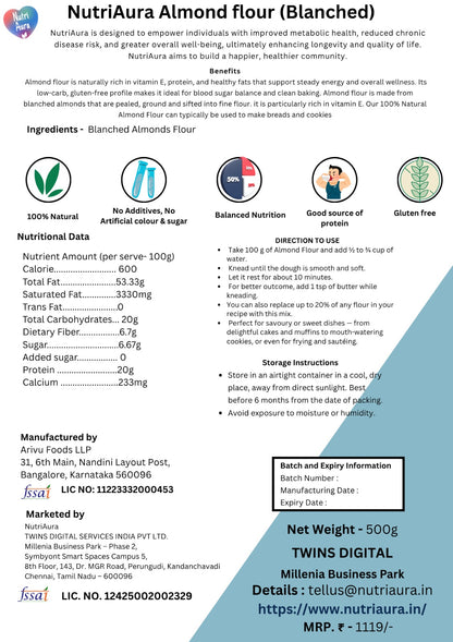 NutriAura Almond Flour (Blanched)