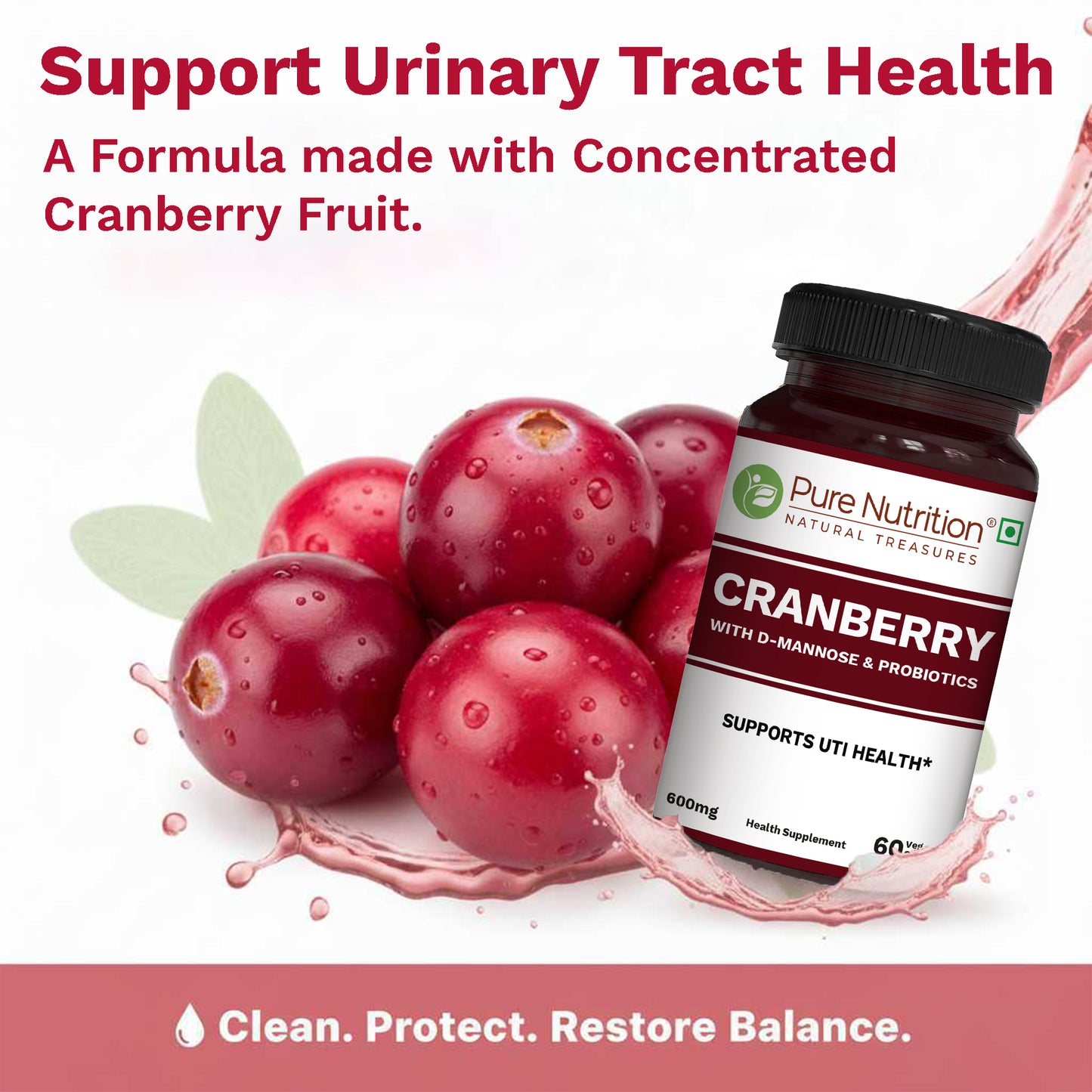 Pure Nutrition Cranberry & Probiotic Blend | 120 Veg Capsules