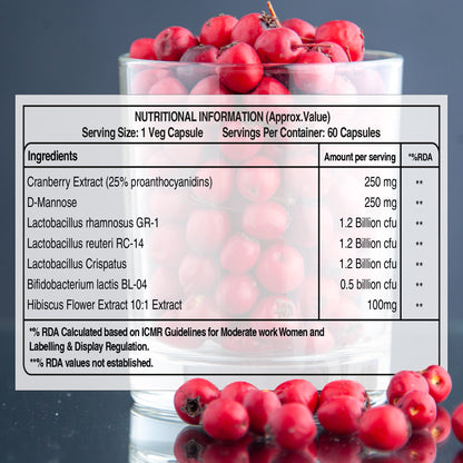 Pure Nutrition Cranberry & Probiotic Blend | 120 Veg Capsules