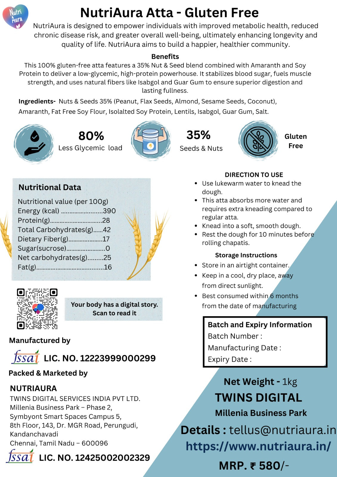 NutriAura Atta - Gluten Free