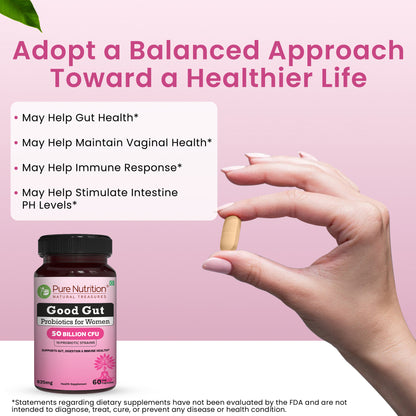 Pure Nutrition Good Gut Women's Probiotics 50 Billion CFU, 16 Strains | 60 Caps |