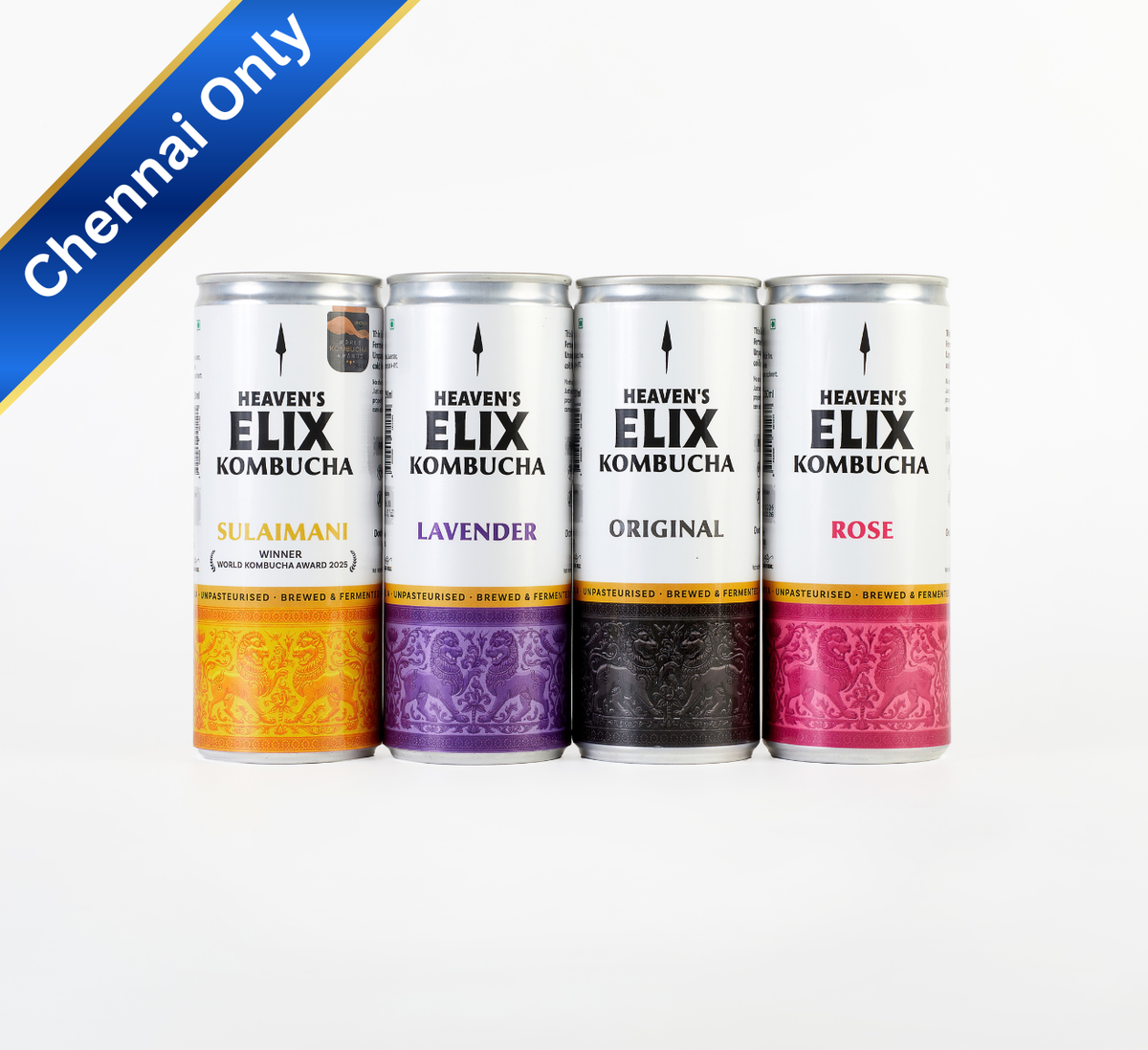 ELIX Kombucha |  4 Flavours – Sulaimani, Lavender, Rose, Original - 4 x 250ml Cans