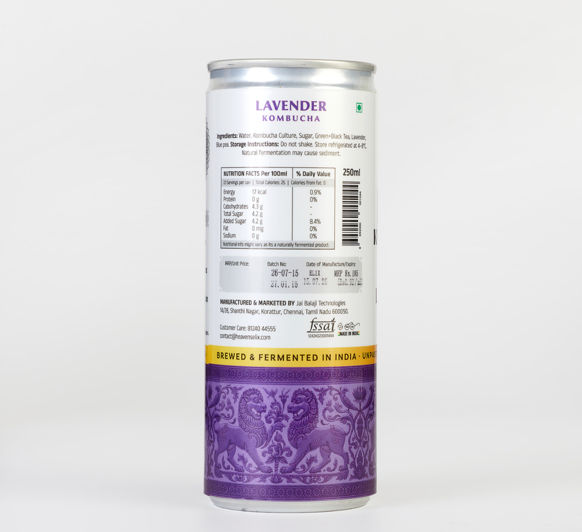 ELIX Kombucha |  4 Flavours – Sulaimani, Lavender, Rose, Original - 4 x 250ml Cans