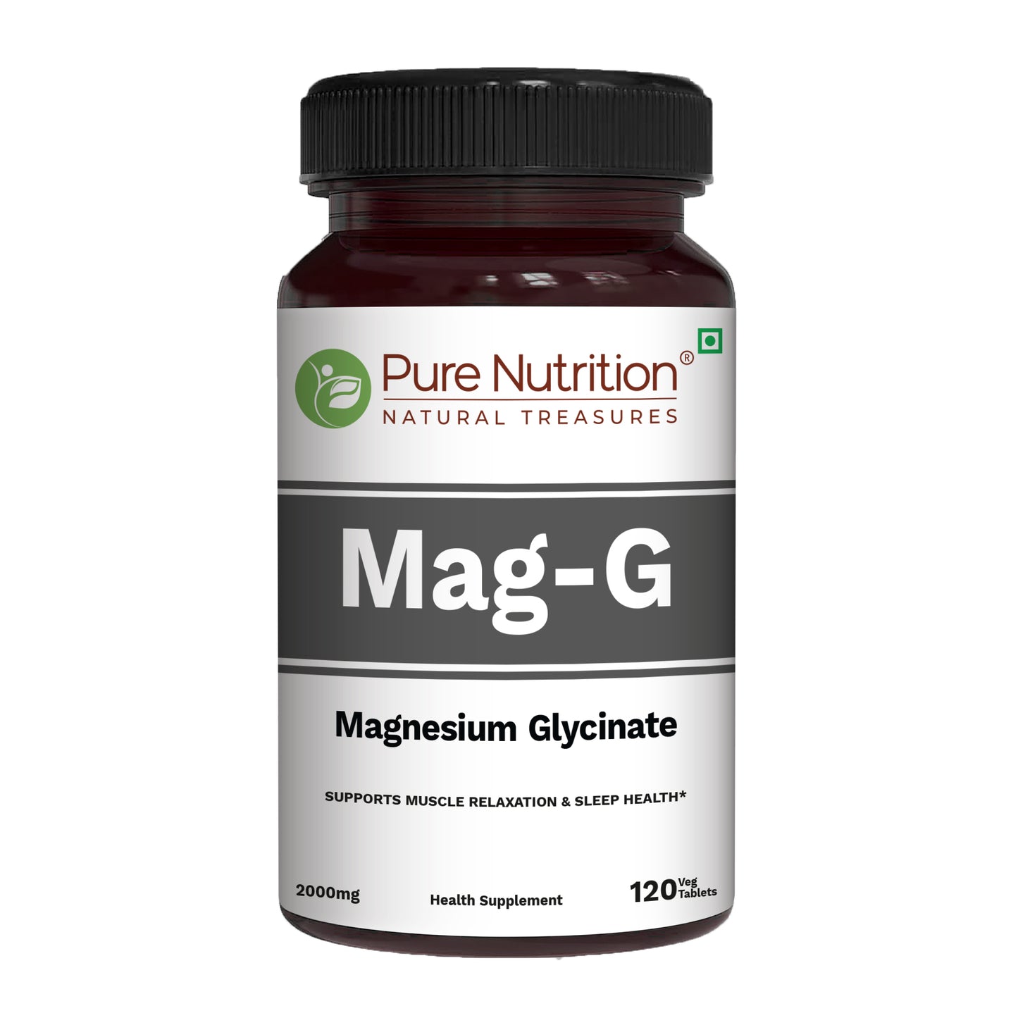 Pure Nutrition MagG - Magnesium glycinate supplement for Men and Women | 200mg elemental magnesium | 120 Veg Tabs