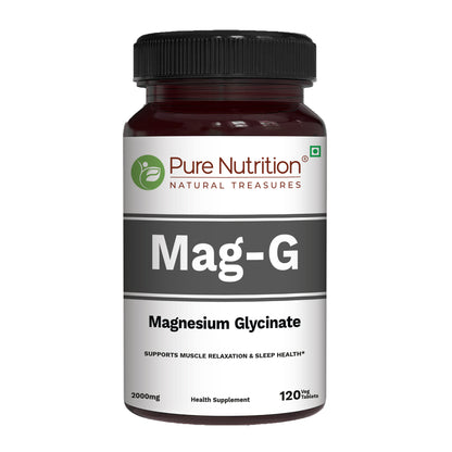 Pure Nutrition MagG - Magnesium glycinate supplement for Men and Women | 200mg elemental magnesium | 120 Veg Tabs