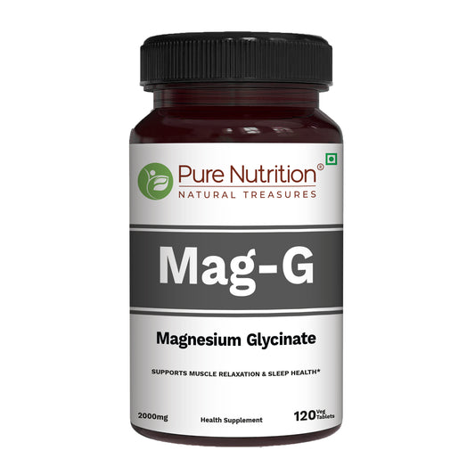 Pure Nutrition MagG - Magnesium glycinate supplement for Men and Women | 200mg elemental magnesium | 120 Veg Tabs