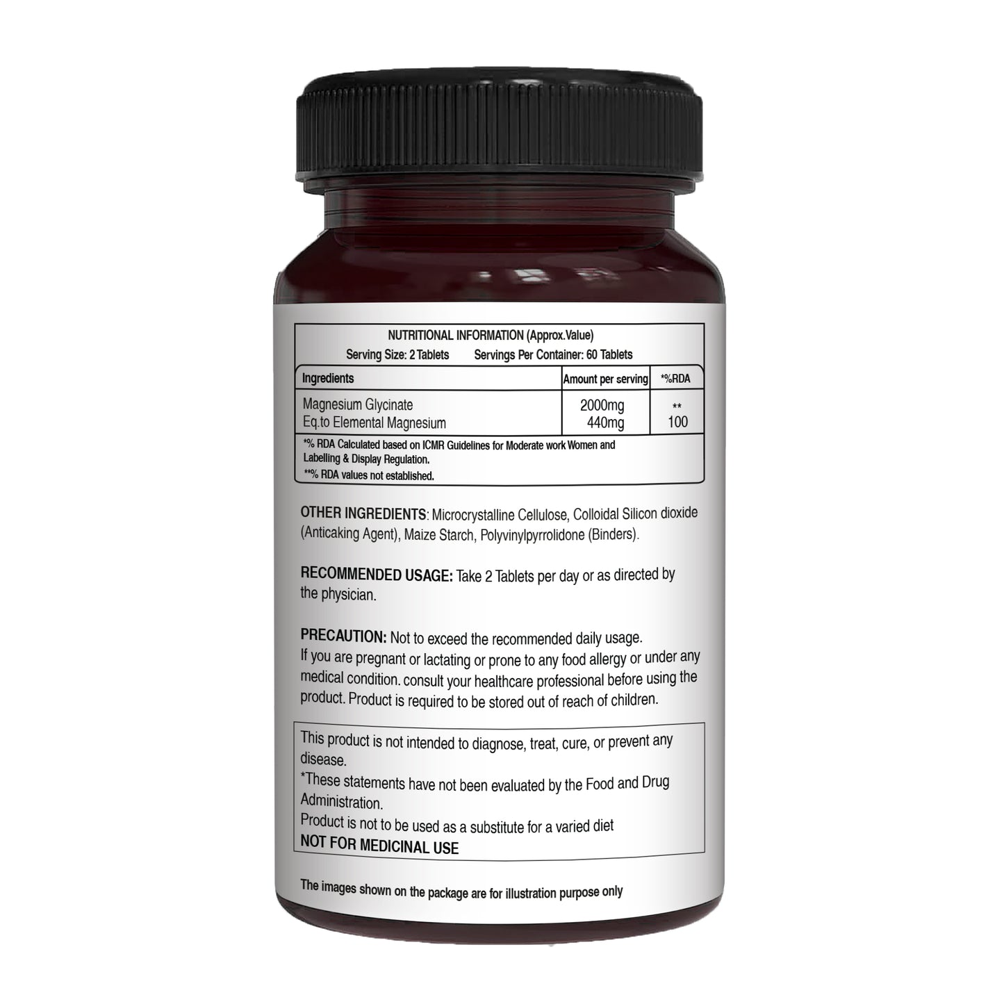 Pure Nutrition MagG - Magnesium glycinate supplement for Men and Women | 200mg elemental magnesium | 120 Veg Tabs