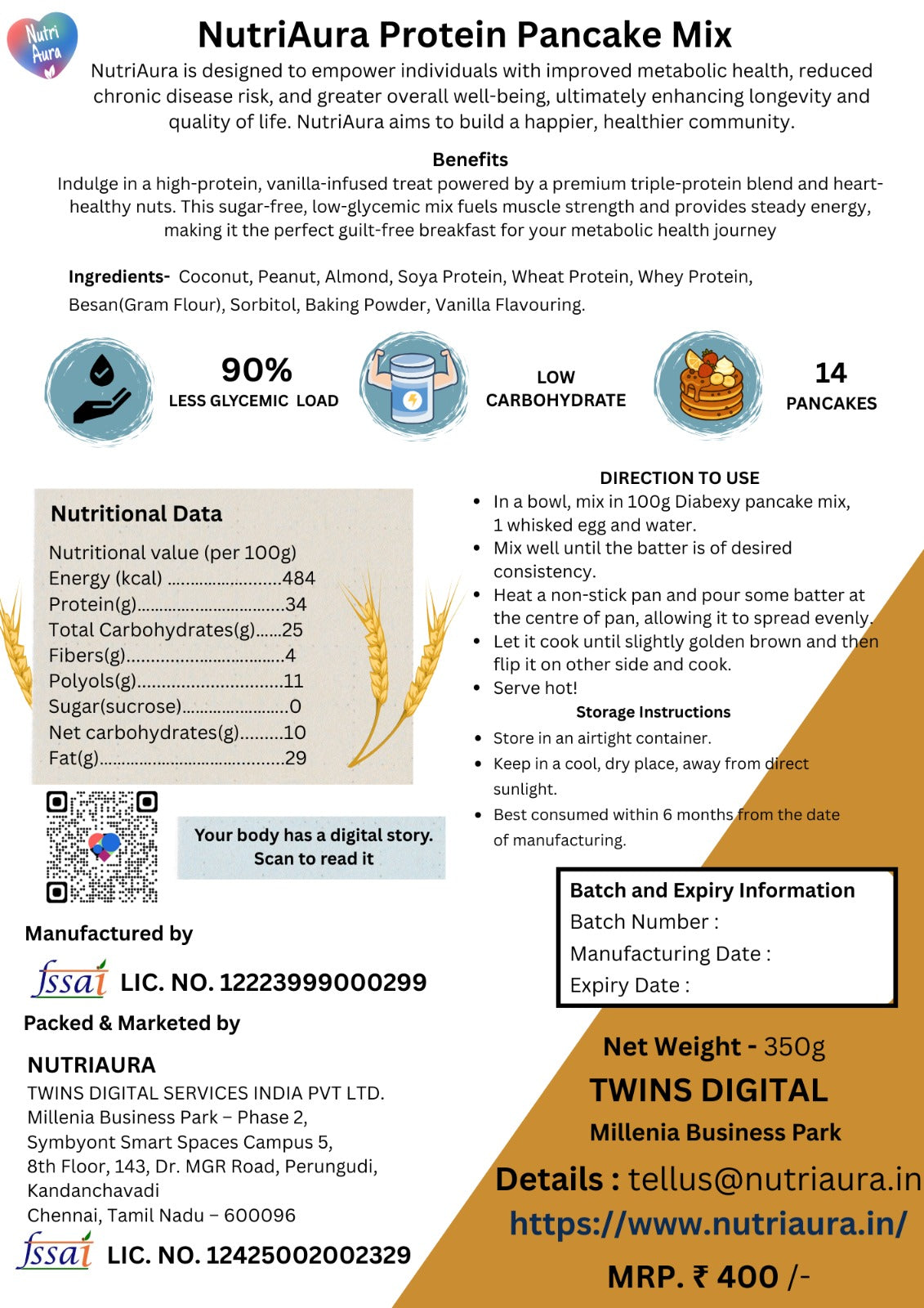 NutriAura Protein Pancake Mix