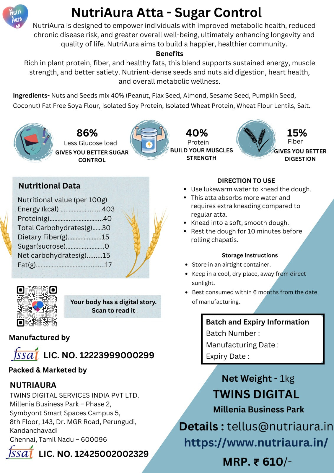 NutriAura Atta - Sugar Control