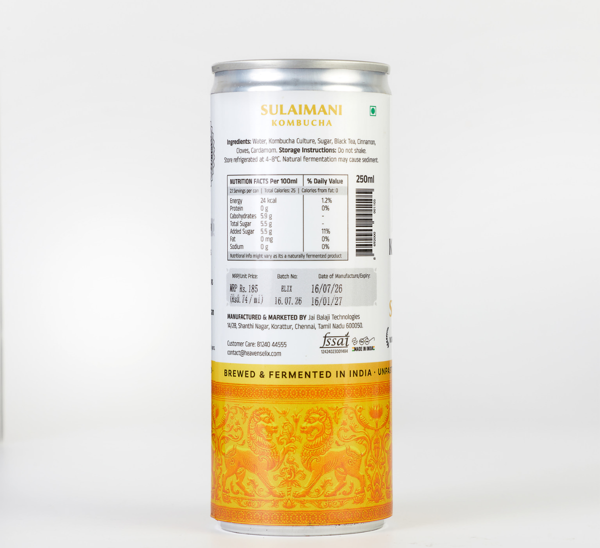 ELIX Kombucha |  4 Flavours – Sulaimani, Lavender, Rose, Original - 4 x 250ml Cans