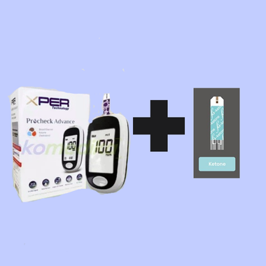 XperTechnology 3-in-1 Blood Monitor – Glucose & Ketone  Testing Device + Ketone Test Strips (Pack of 10)