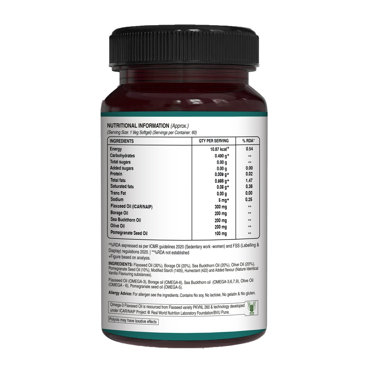 Pure Nutrition Veg Omega Blend | 60 Veg Capsules