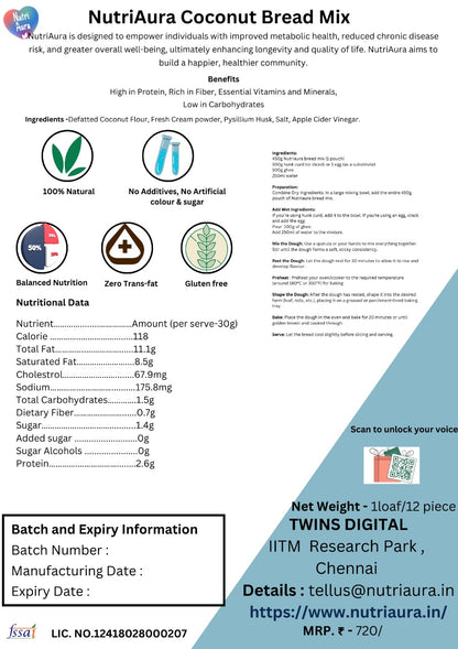 NutriAura Coconut Bread Mix - NutriAura