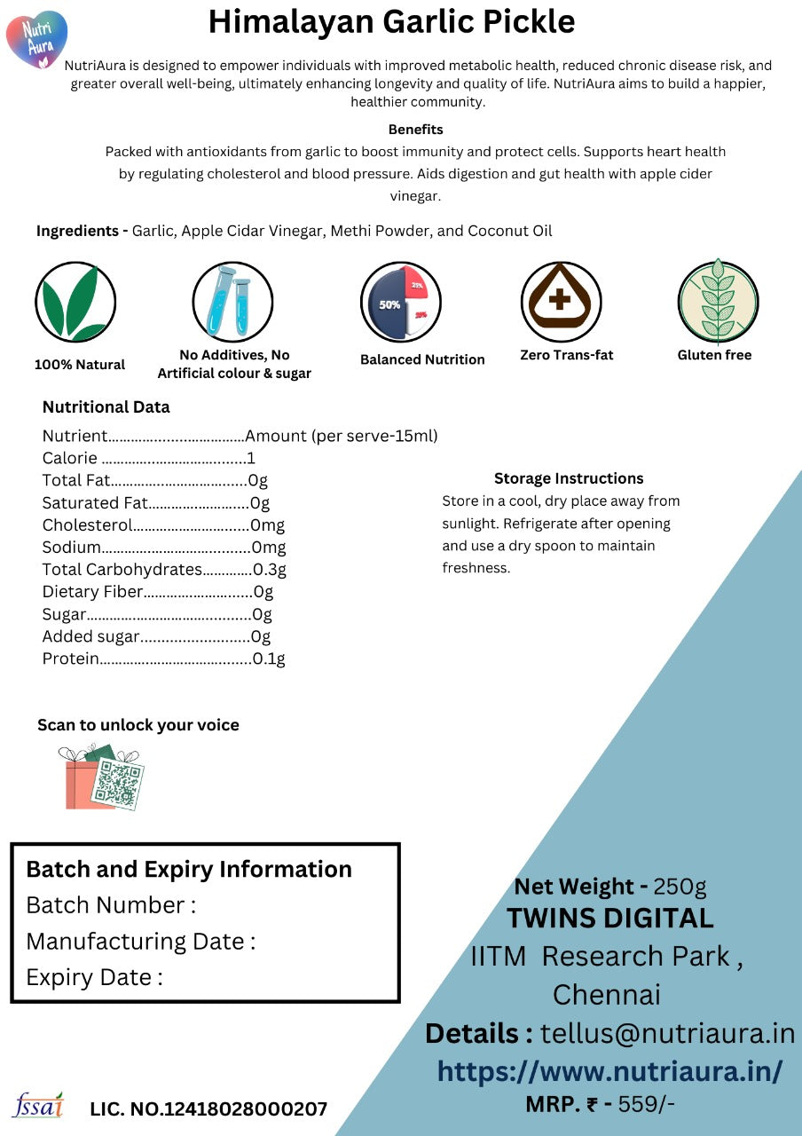 MB Pickle with Himalalayan Garlic - NutriAura
