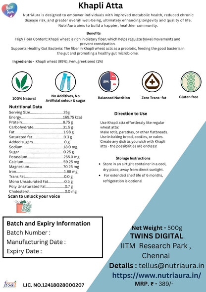 Khapli Atta //Sensations Similar to Wheat Flour//Perfect for Sugar Control - NutriAura