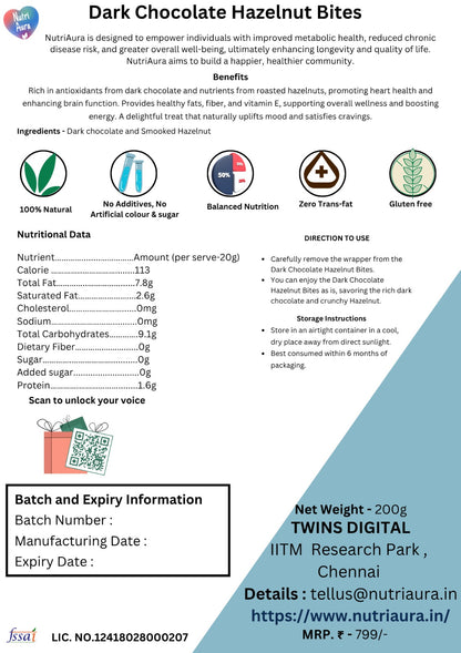 Dark Chocolate Hazelnut Bites - NutriAura