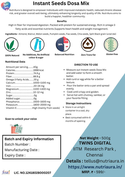 Instant Seeds Dosa mix - NutriAura