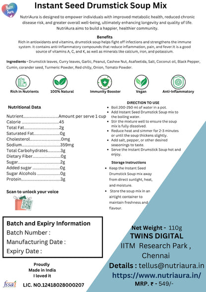 Instant Seed Drumstick Soup Mix - NutriAura