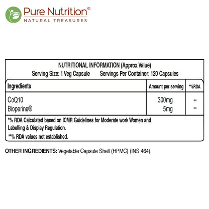 Pure Nutrition CoQ10 Complex with BioPerine® | 120 Veg Capsules